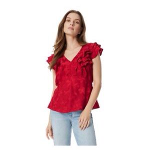 Sam Edelman Red Ruffle Blouse